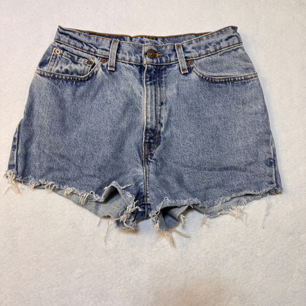 Levi's 512 Denim Shorts Womens 11 Med Blue Cutoff High‎ Waisted Vintage 90s USA